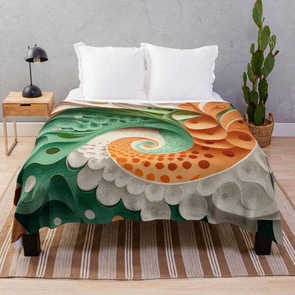 Item preview, Green Orange Fibonacci Abstract Art 75 designed and sold by Vicky Brago-Mitchell®.