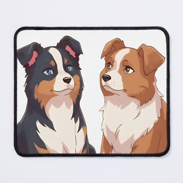 Item preview, Two Cute Australian Shepherds – Black & White and Red Merle designed and sold by O-SCH.