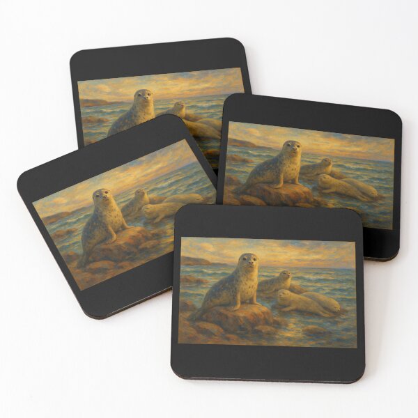 Item preview, Cute Harbor Seals Playing at Sunset designed and sold by DamioPolArt.