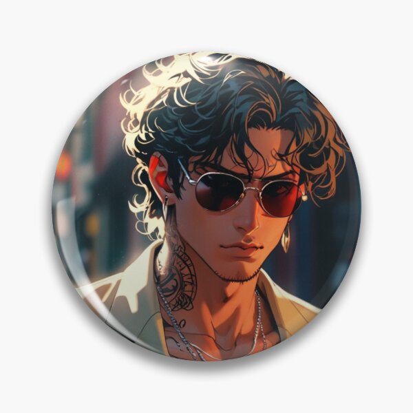 Item preview, Curly-Haired Anime Character | Fashionable, Tattooed, and Bold designed and sold by KomoFrames.