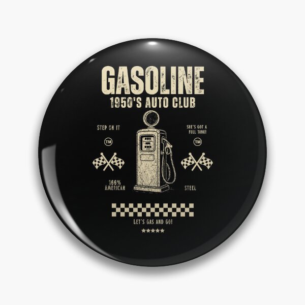 Item preview, Gasoline 1950s Auto Club – Vintage Gas Pump & Retro Typography Design for Classic Car Lovers on Black Apparel designed and sold by Thehatinthecat.