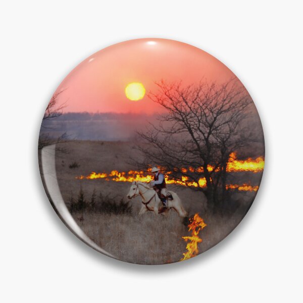 Item preview, Kansas Rancher Checks Fire Line designed and sold by Catherine Sherman.