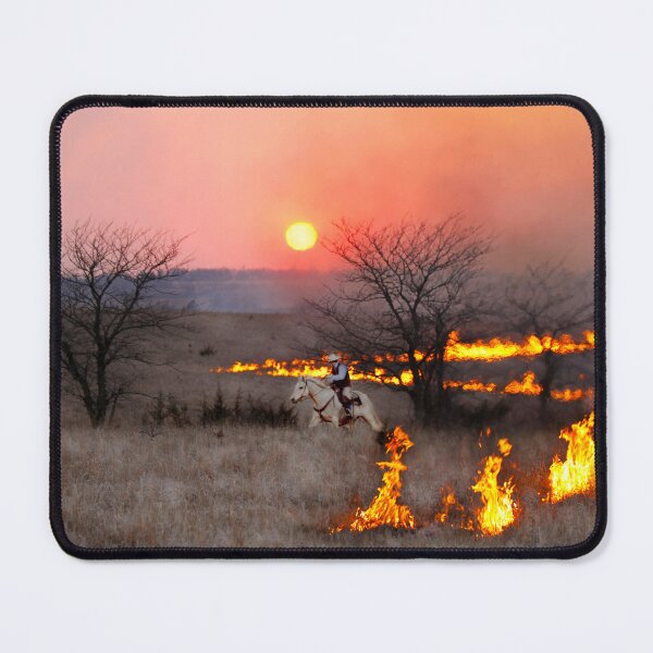 Item preview, Kansas Rancher Checks Fire Line designed and sold by Catherine Sherman.