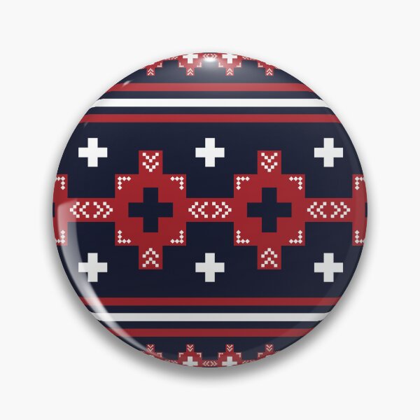 Item preview, Nordic Folk Pattern - Red and Blue Geometric Design designed and sold by Kopii Art.
