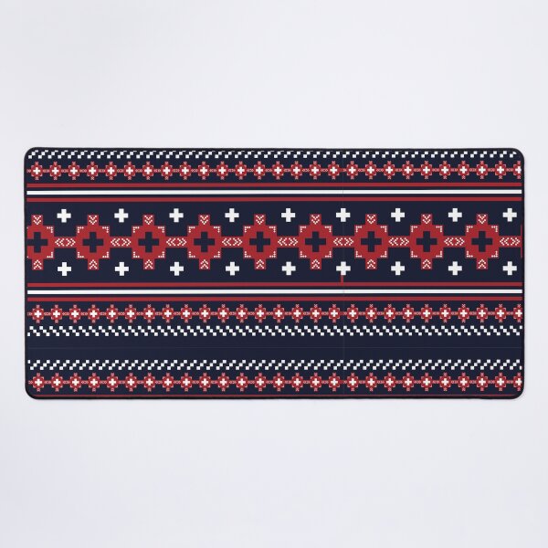 Item preview, Nordic Folk Pattern - Red and Blue Geometric Design designed and sold by Kopii Art.