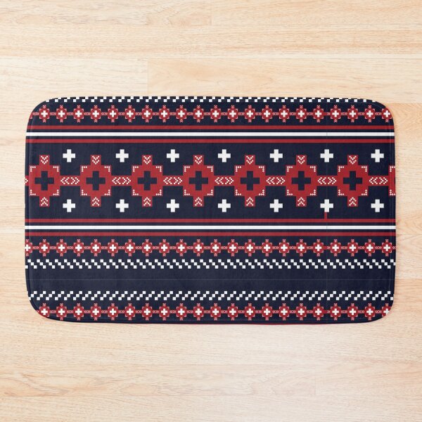 Item preview, Nordic Folk Pattern - Red and Blue Geometric Design designed and sold by Kopii Art.