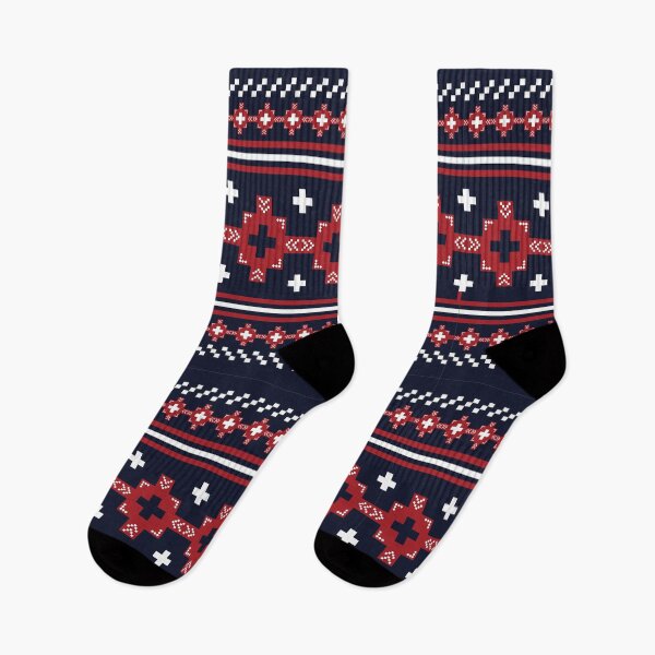 Item preview, Nordic Folk Pattern - Red and Blue Geometric Design designed and sold by Kopii Art.