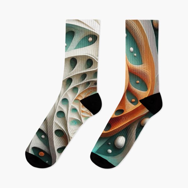 Item preview, Teal Orange White  Abstract Fibonacci Art designed and sold by Vicky Brago-Mitchell®.