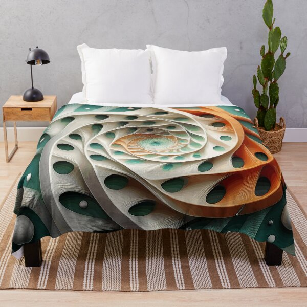 Item preview, Teal Orange White Abstract Fibonacci Art designed and sold by Vicky Brago-Mitchell®.