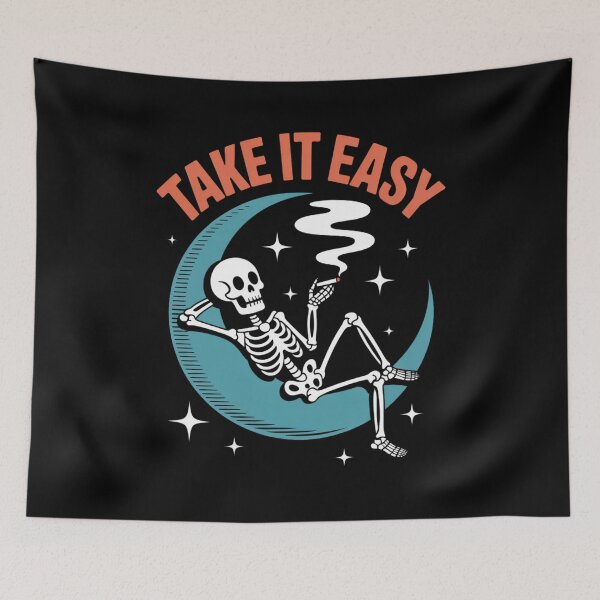 Item preview, Take It Easy – Skull Smoking on the Moon designed and sold by martin max.