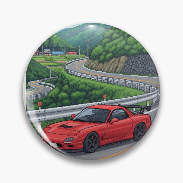 Artikelvorschau, Mazda FD RX-7 Pixel Art Japanische JDM Touge Road entworfen und verkauft von xthreadcreations.