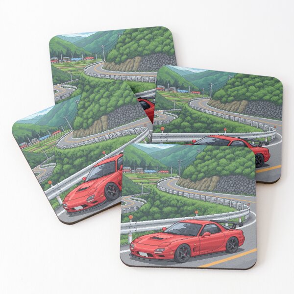 Artikelvorschau, Mazda FD RX-7 Pixel Art Japanische JDM Touge Road entworfen und verkauft von xthreadcreations.