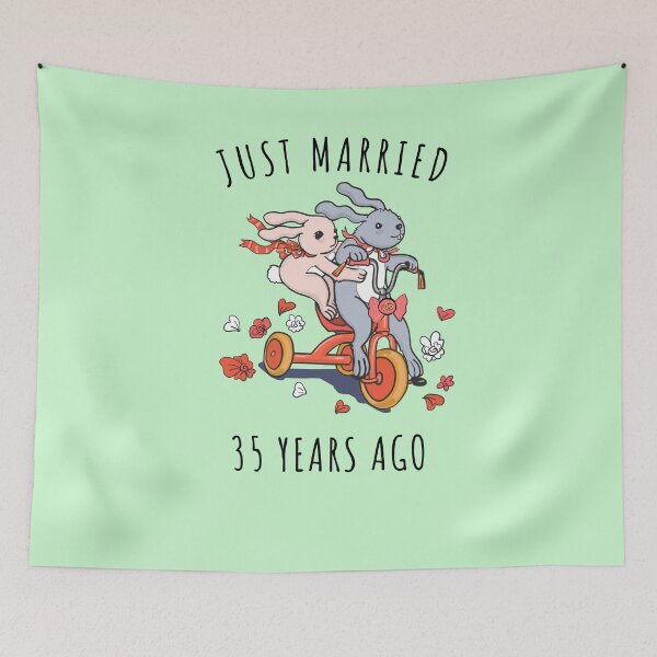 Item preview, Just Married 35 Years Ago - 35th Anniversary Couple Bunnies Tee, Phone Cases And Other Gifts designed and sold by MemWear.