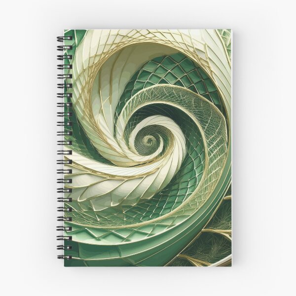 Item preview, Abstract Spiral  Green, Gold and White Fibonacci Art 82 designed and sold by Vicky Brago-Mitchell®.