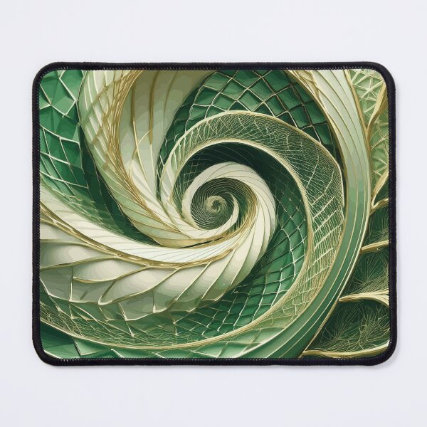 Item preview, Abstract Spiral Green, Gold and White Fibonacci Art 82 designed and sold by Vicky Brago-Mitchell®.