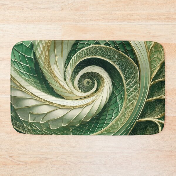 Item preview, Abstract Spiral  Green, Gold and White Fibonacci Art 82 designed and sold by Vicky Brago-Mitchell®.