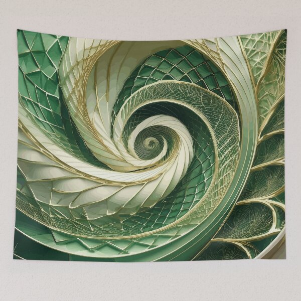 Item preview, Abstract Spiral  Green, Gold and White Fibonacci Art 82 designed and sold by Vicky Brago-Mitchell®.