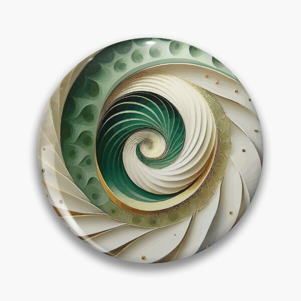 Item preview, Abstract Spiral  Green White Gold Fibonacci Art 87 designed and sold by Vicky Brago-Mitchell®.