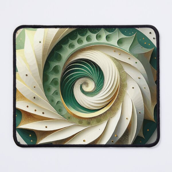 Item preview, Abstract Spiral Green White Gold Fibonacci Art 87 designed and sold by Vicky Brago-Mitchell®.