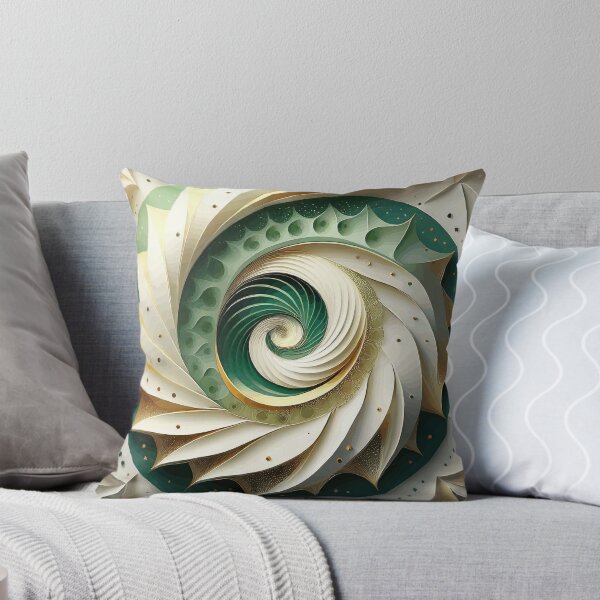 Item preview, Abstract Spiral  Green White Gold Fibonacci Art 87 designed and sold by Vicky Brago-Mitchell®.