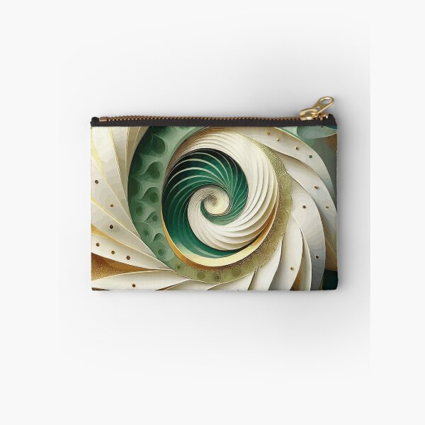 Item preview, Abstract Spiral  Green White Gold Fibonacci Art 87 designed and sold by Vicky Brago-Mitchell®.