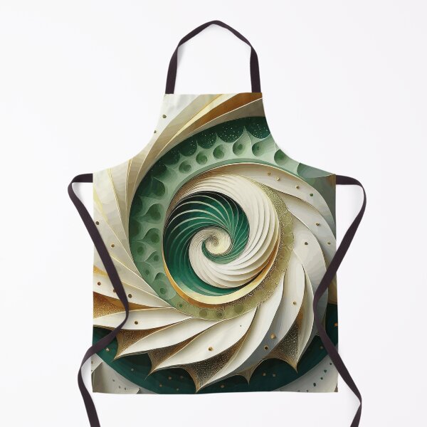 Item preview, Abstract Spiral  Green White Gold Fibonacci Art 87 designed and sold by Vicky Brago-Mitchell®.