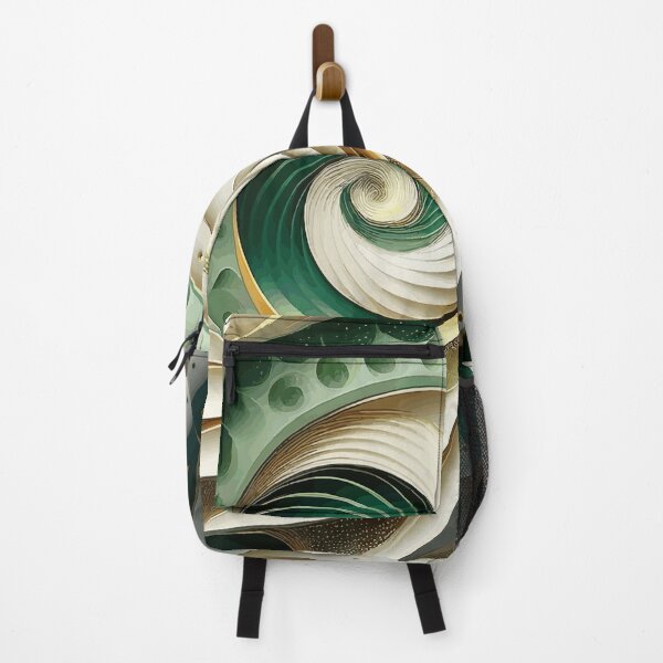 Item preview, Abstract Spiral  Green White Gold Fibonacci Art 87 designed and sold by Vicky Brago-Mitchell®.