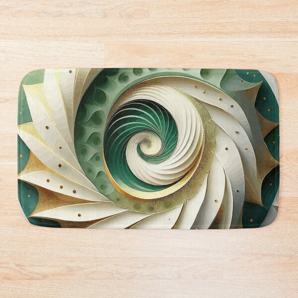 Item preview, Abstract Spiral  Green White Gold Fibonacci Art 87 designed and sold by Vicky Brago-Mitchell®.