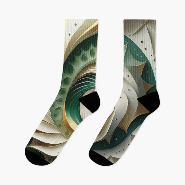 Item preview, Abstract Spiral  Green White Gold Fibonacci Art 87 designed and sold by Vicky Brago-Mitchell®.