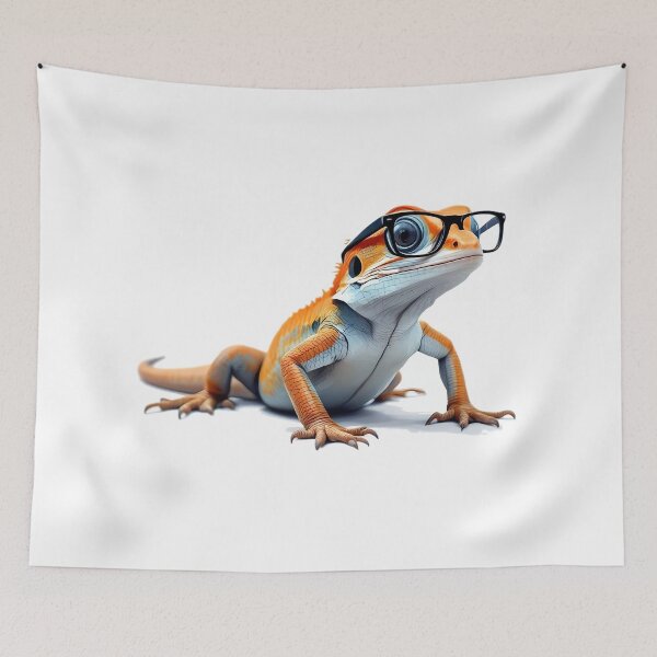 Item preview, A lizard wearing black-framed literary glasses designed and sold by DOG DESIGN.