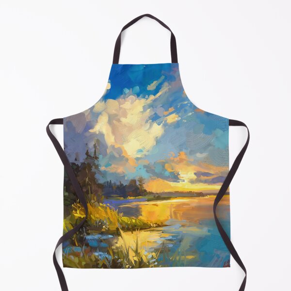 Item preview, A serene sunset over the lake, landscape painting designed and sold by Mikko Tyllinen.