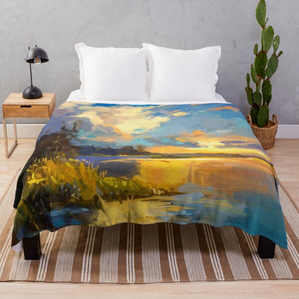 Item preview, A serene sunset over the lake, landscape painting designed and sold by Mikko Tyllinen.