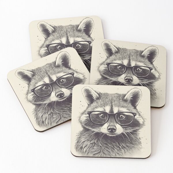 Item preview, Smart Raccoon with Glasses - Intellectual Wildlife Art designed and sold by naughty-raccoon.