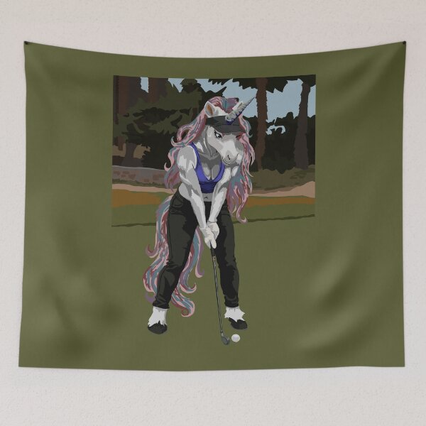 Item preview, Unicorn Golfer Woman Lines Up Her Swing designed and sold by KlakkDrawsStuff.