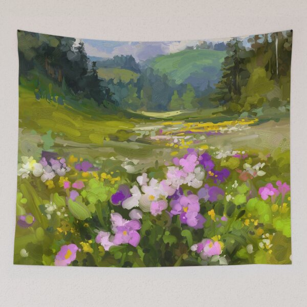 Item preview, Stream of flowers, landscape painting designed and sold by Mikko Tyllinen.