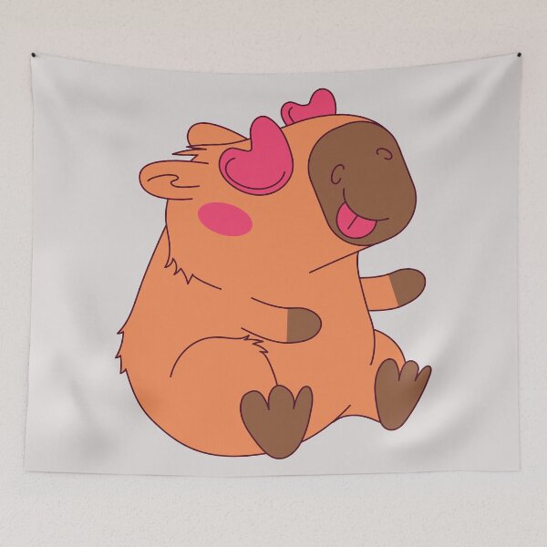 Item preview, Love-Struck Capybara – Cute Cartoon in Love designed and sold by EmeraldeaArt.