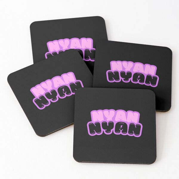 Item preview, Nyan nyan meow Fluffy Cute Kawaii Black Pink and Purple Japanese Phrase designed and sold by OVERSAI.