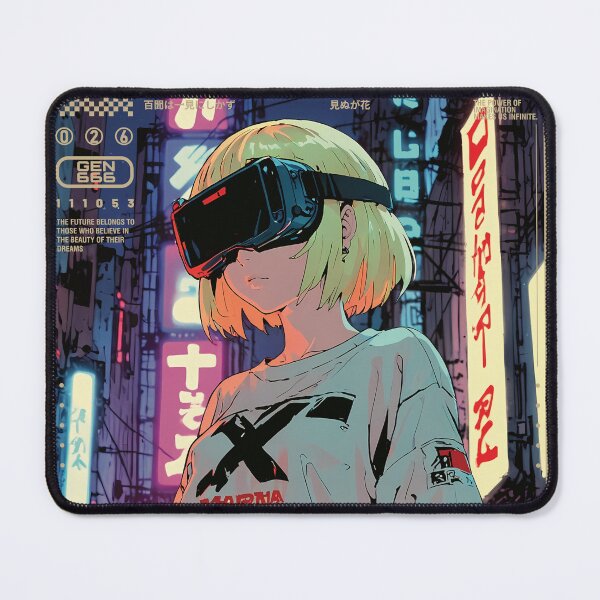 Item preview, cyberpunk girl with VR headset 2 designed and sold by BOZGO.