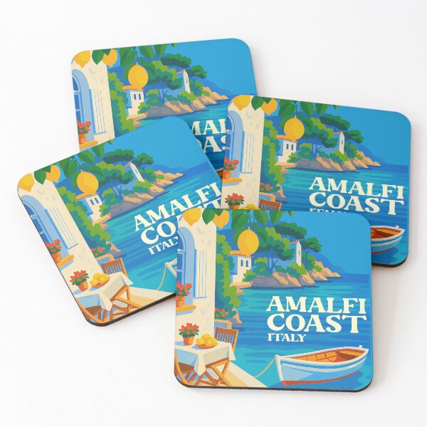 Item preview, Travel Poster Amalfi Coast Italy designed and sold by Pink Pineapple Works.