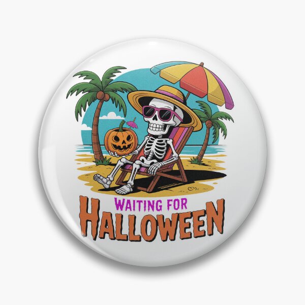 Item preview, Summerween Waiting for Halloween Skeleton Spooky Summer  designed and sold by PietrzakDesign.