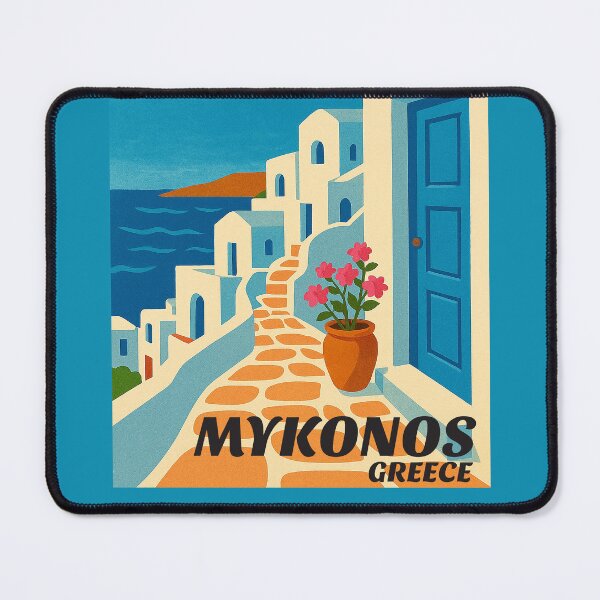 Item preview, Travel Poster Mykonos Greece designed and sold by Pink Pineapple Works.