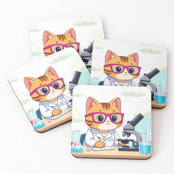 Item preview, Kawaii Scientist Cat – Cute Cartoon Lab Cat in Glasses designed and sold by 001Haiba.