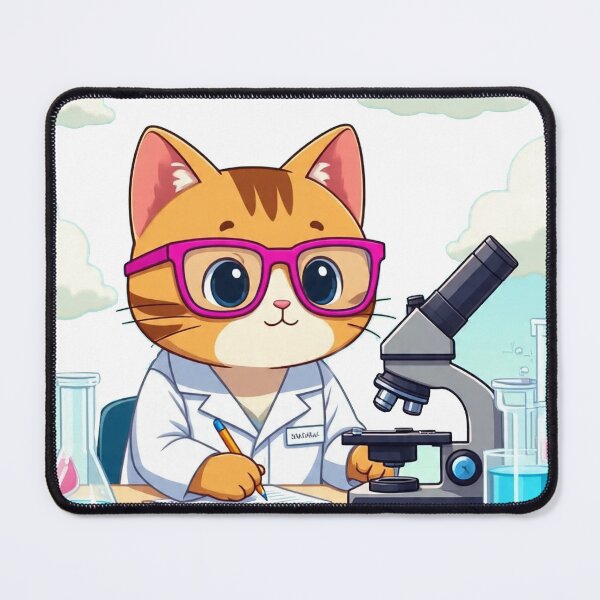 Item preview, Kawaii Scientist Cat – Cute Cartoon Lab Cat in Glasses designed and sold by 001Haiba.