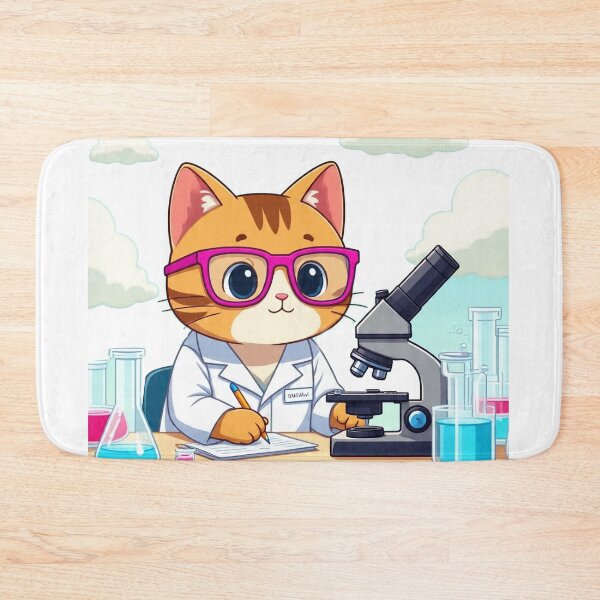 Item preview, Kawaii Scientist Cat – Cute Cartoon Lab Cat in Glasses designed and sold by 001Haiba.