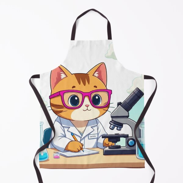 Item preview, Kawaii Scientist Cat – Cute Cartoon Lab Cat in Glasses designed and sold by 001Haiba.