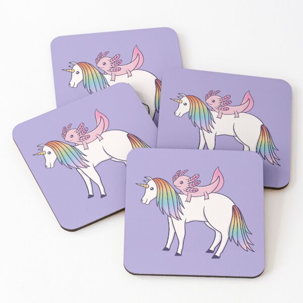 Item preview, Axolotl Riding a Unicorn – Cute Rainbow Fantasy Duo designed and sold by musingtreeart.