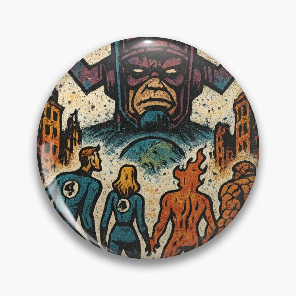 Item preview, Heroic team confronting a cosmic giant designed and sold by LoomisDreams.