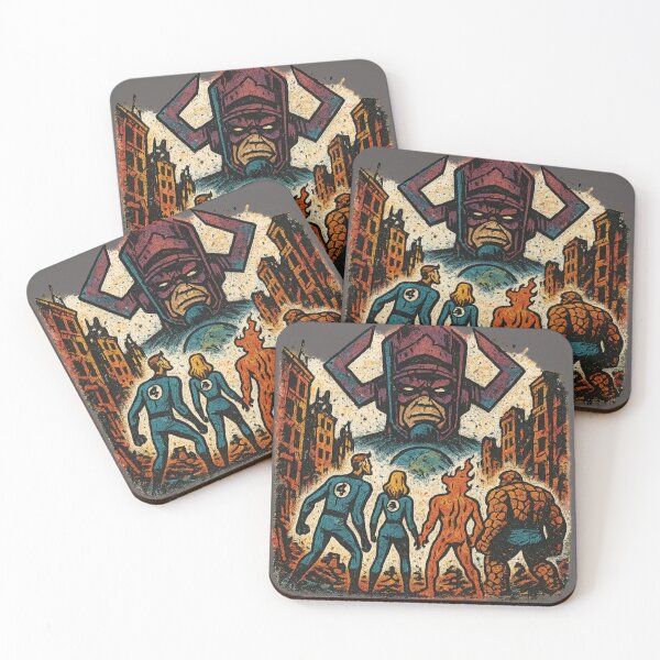 Item preview, Heroic team confronting a cosmic giant designed and sold by LoomisDreams.
