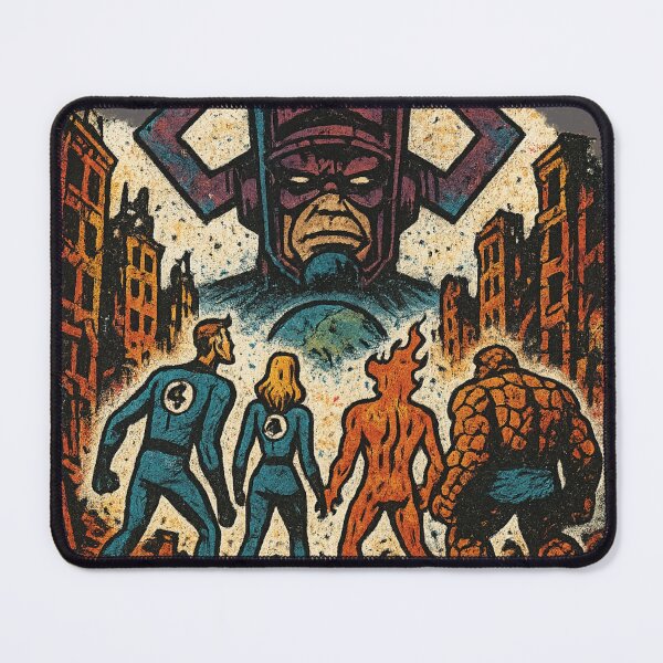 Item preview, Heroic team confronting a cosmic giant designed and sold by LoomisDreams.