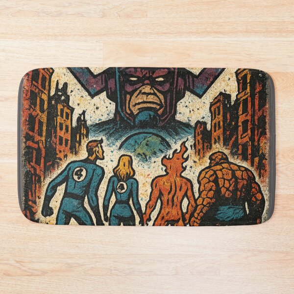 Item preview, Heroic team confronting a cosmic giant designed and sold by LoomisDreams.